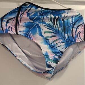 Tropical Leaf Print Bikini Bottom